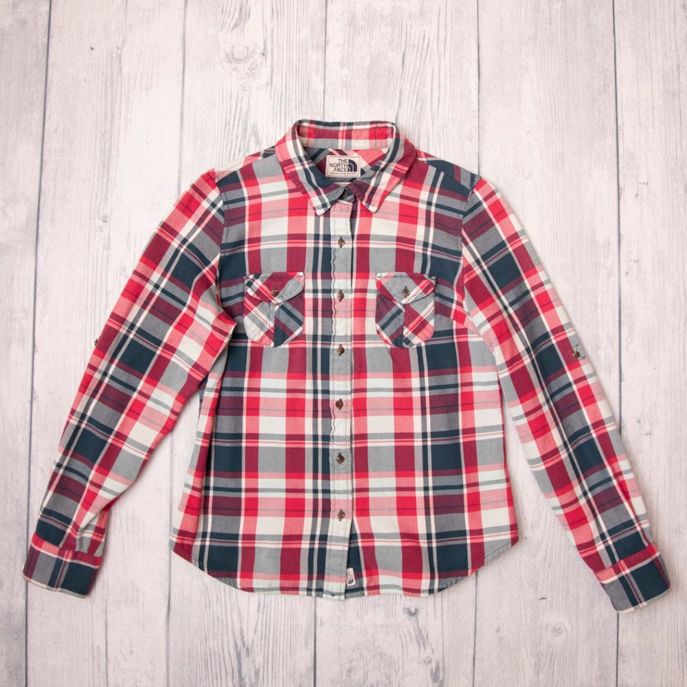 The North Face Button Up Plaid Shirt, Size Medium